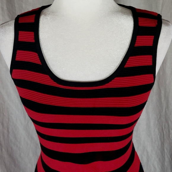 Carmen Red & black striped sleeveless dress, M/L, EUC - Picture 2 of 4